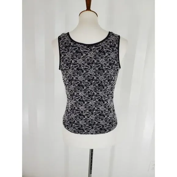 STUDIO 1940 Women's Black & White Sleeveless Top Sz L - Picture 4 of 8